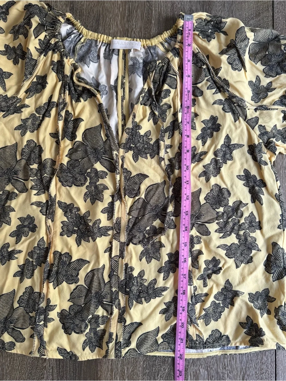 Ulla Johnson Marcelena Floral Puff Sleeve Crepe Blouse Top Solaris Yellow Size 2